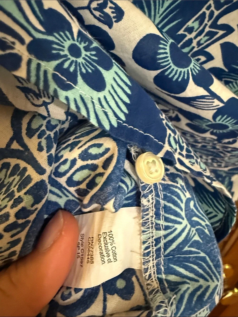 J. Crew Blue and White Floral Embroidered Yoke Tunic Blouse